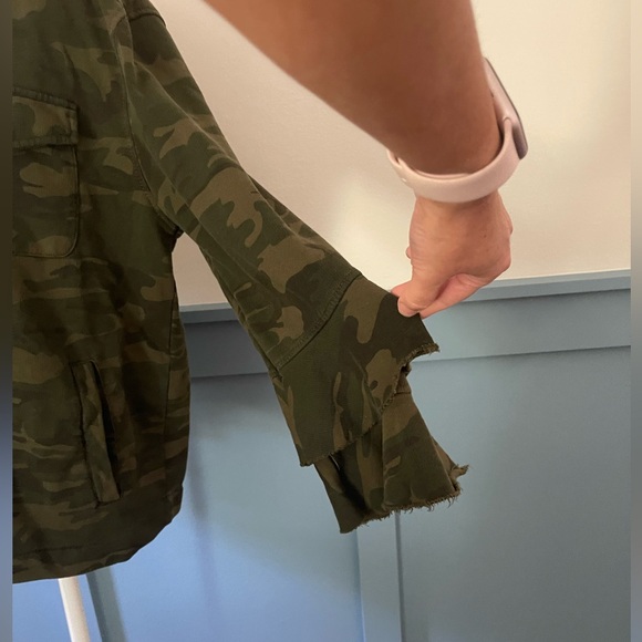 Anthropologie Sanctuary Green Cotton Camouflaged Hooded Bell Long Sleeve Jacket - Picture 8 of 13